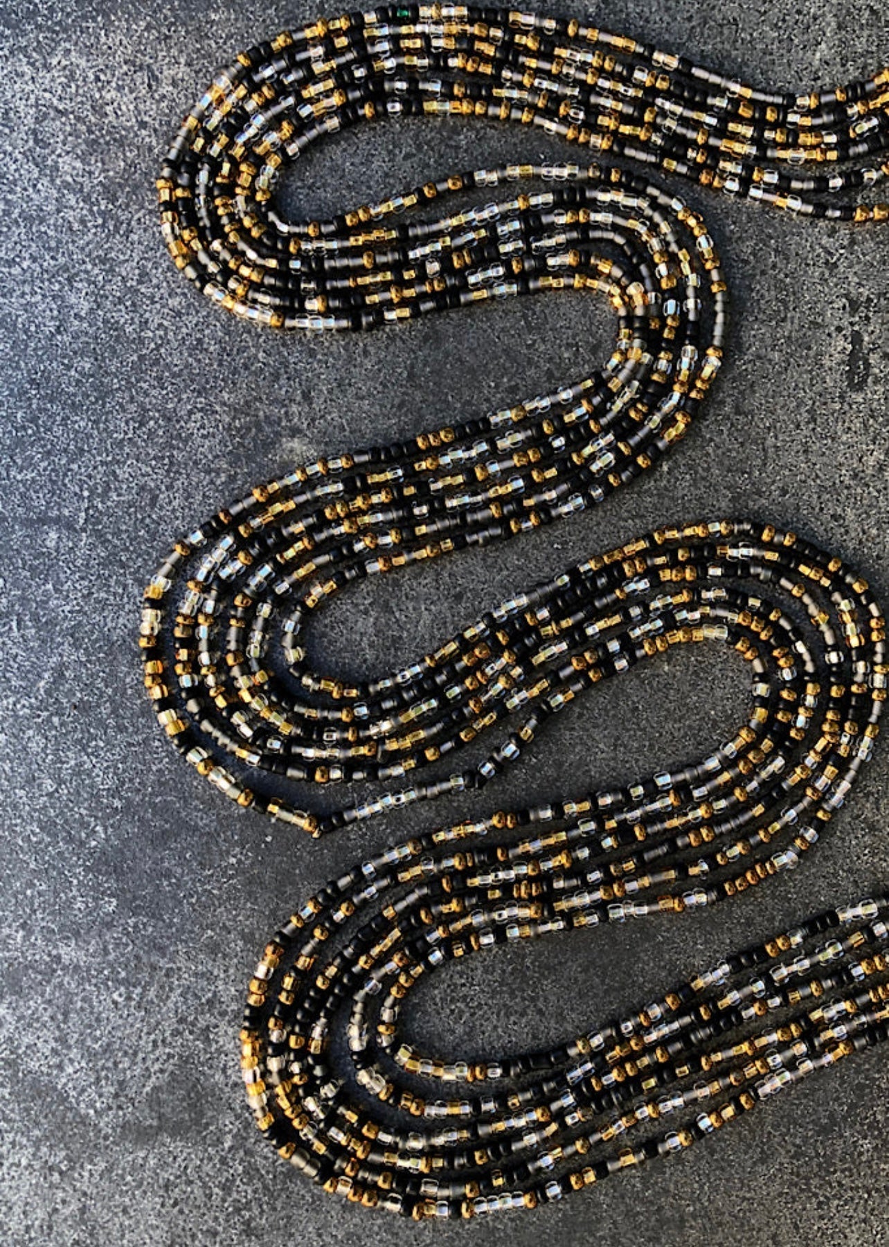 WAISTBEADS - BLACK GOLD CLEAR