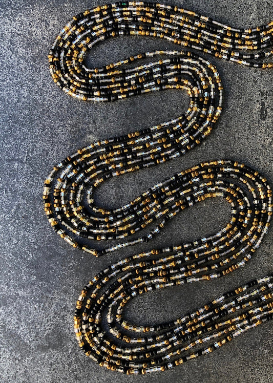 WAISTBEADS - BLACK GOLD CLEAR